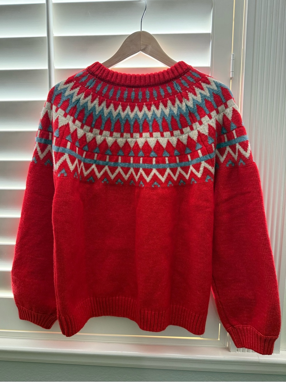 Hanna Andersson Women’s Red Holiday Fair Isle Sweater Size Large Wool Blend - Picture 2 of 5